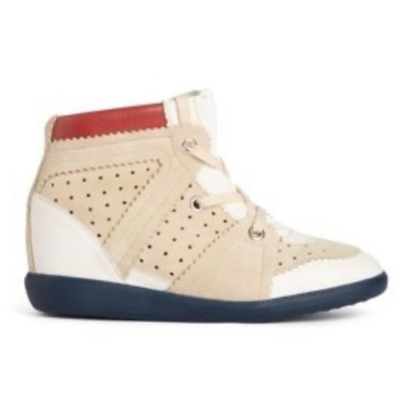 Isabel Marant Shoes - ISABEL Marant High Top Wedge Sneaker Bobby Leather & Suede White Tan euro 41